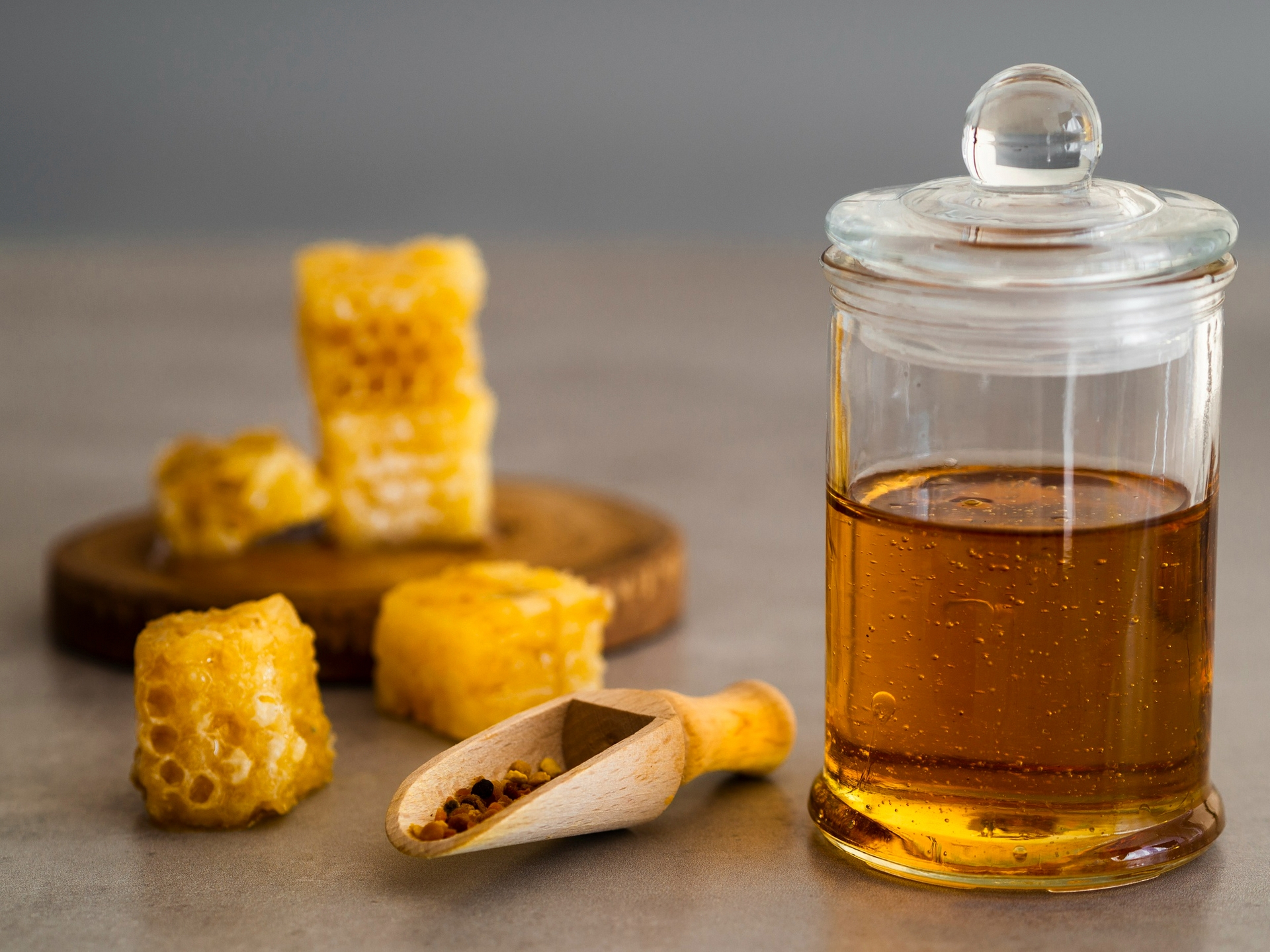 Natural honey in a jar